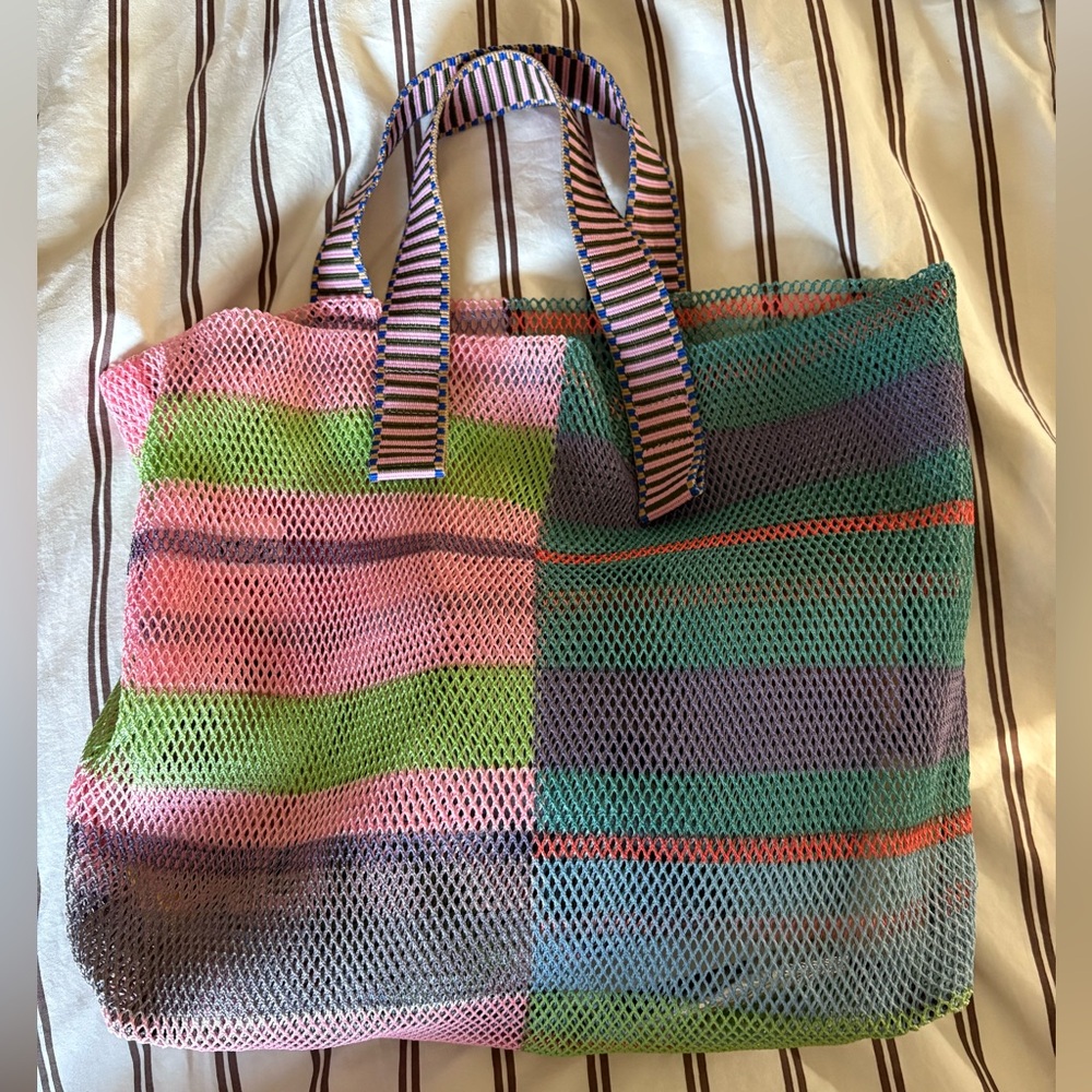 Épice Paris Kanpur Striped Mesh Bag in Pink